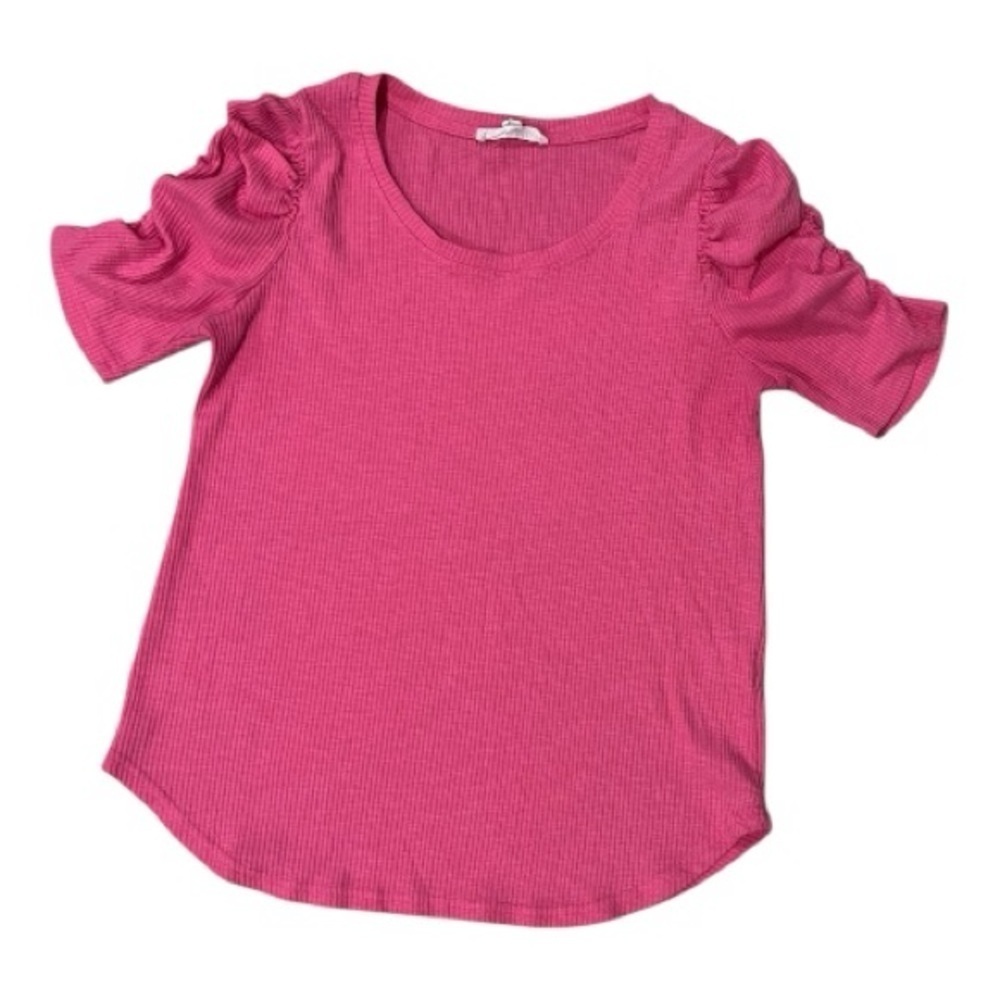 Jane + Delancey Hot Pink Ruffle Short Sleeve Blouse Size S Women